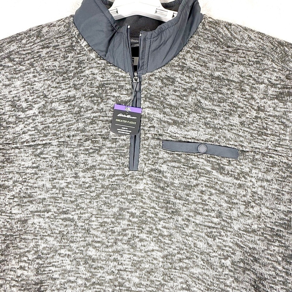 Eddie Bauer Men 1/4 Zip Pull over Fleece Sweater XXL Charcoal Heather NWT